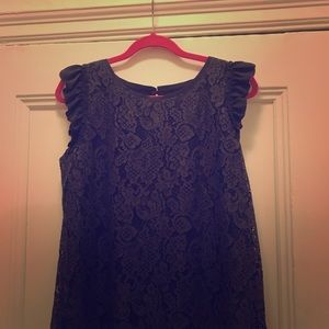 Loft Medium Grey Lace Blouse